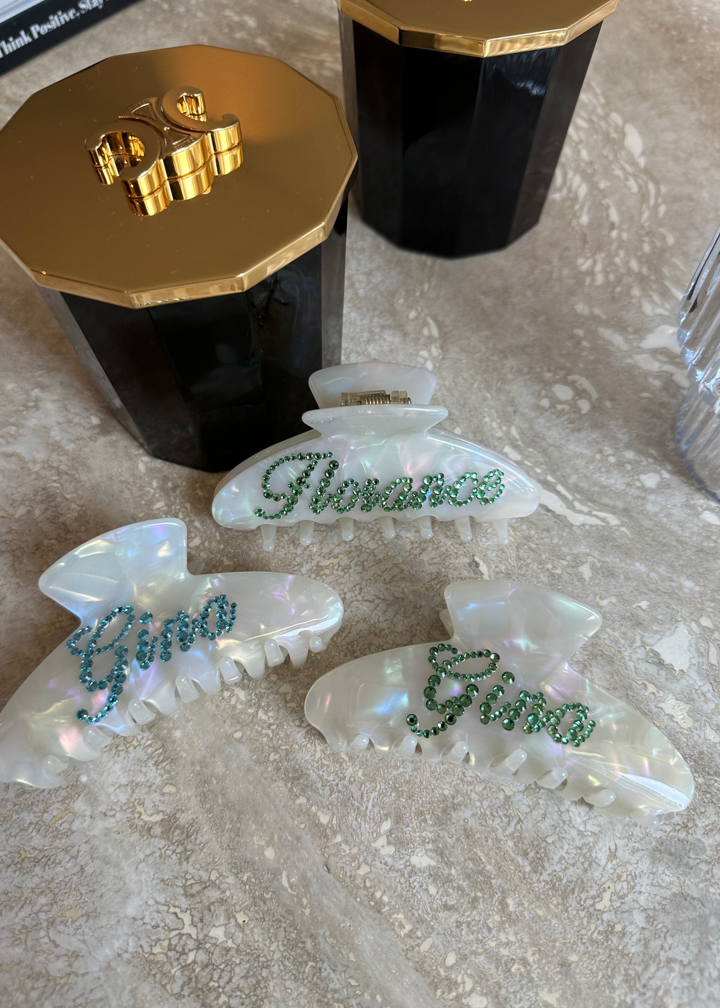Personalized sparkle hair claw